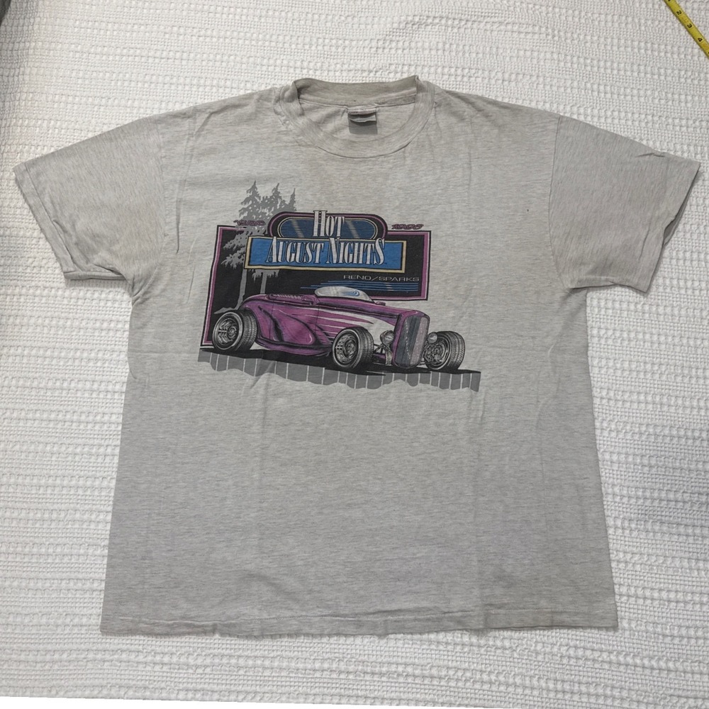 Vintage 1996 Hot August Nights Reno Sparks T-Shirt Hanes Beefy-T XL Grey